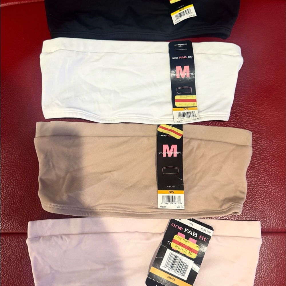 Maidenform Kids Bandeau Tops - Black, White, Beige, Pink lot of 4